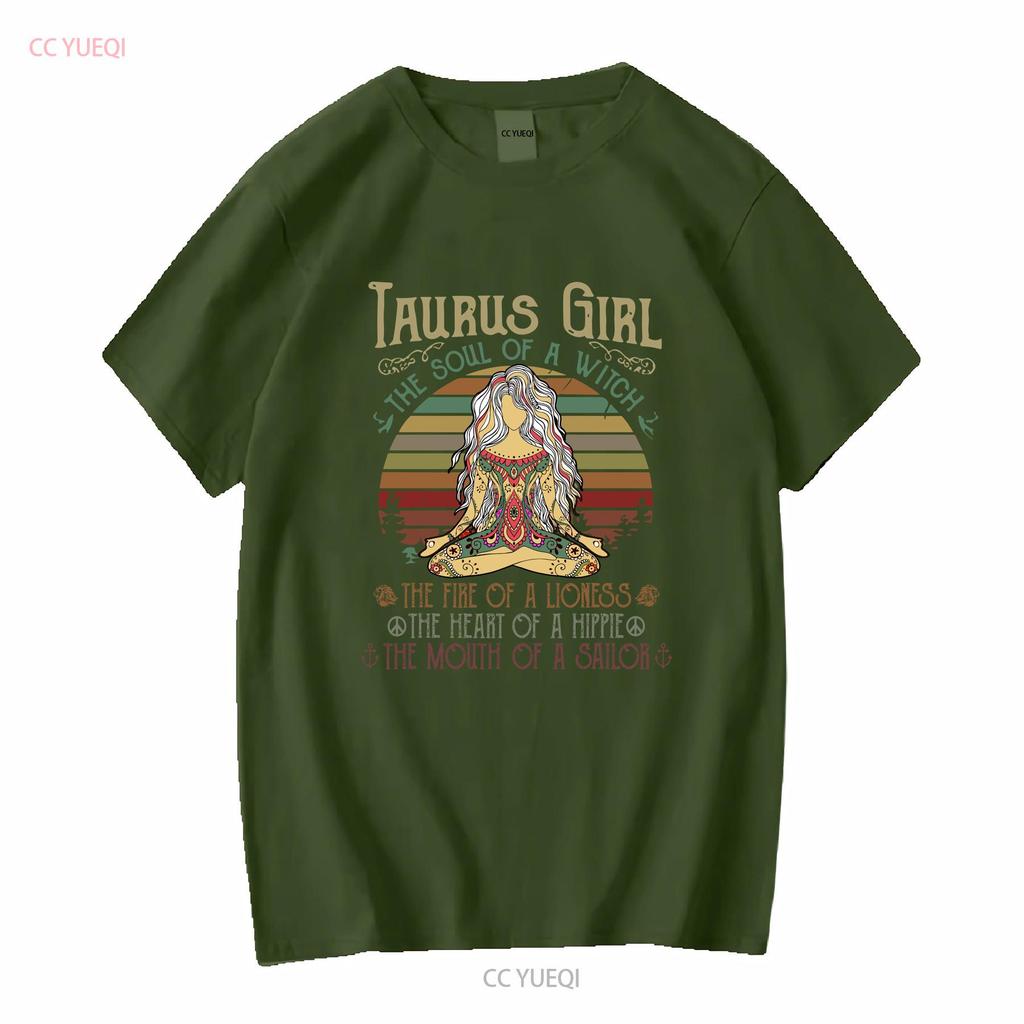 Taurus Girl The Soul Of A Witch T Shirt Cotton Crew neck long or short sleeves vintage Washed Slightly Soft streetwear