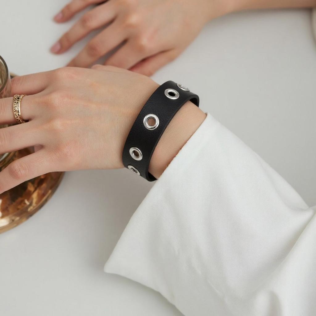 Comfortable Bracelet Punk Bracelet Stylish Statement Bracelet Fashionable Women Bracelet PU Texture for Everyday