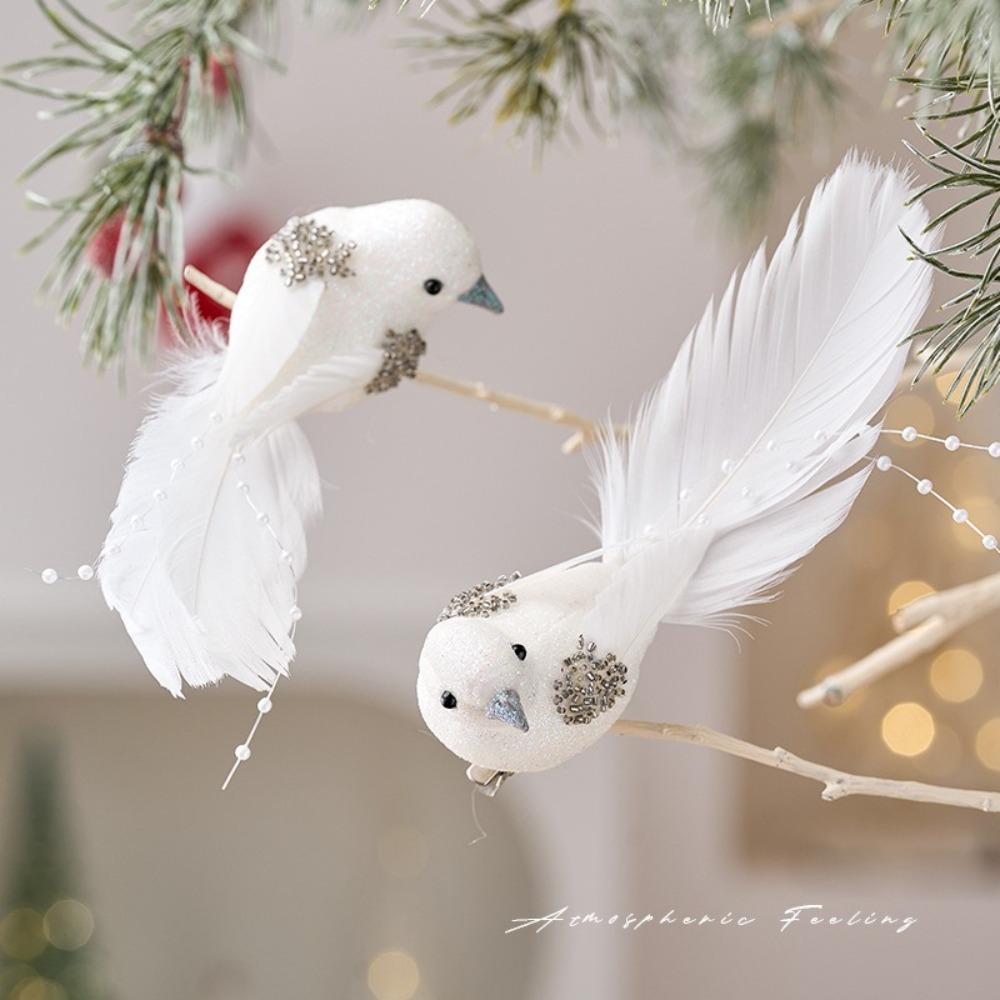 2pcs DIY Decor Artificial Bird Pendant Christmas Tree Decoration Artificial Foam Birds