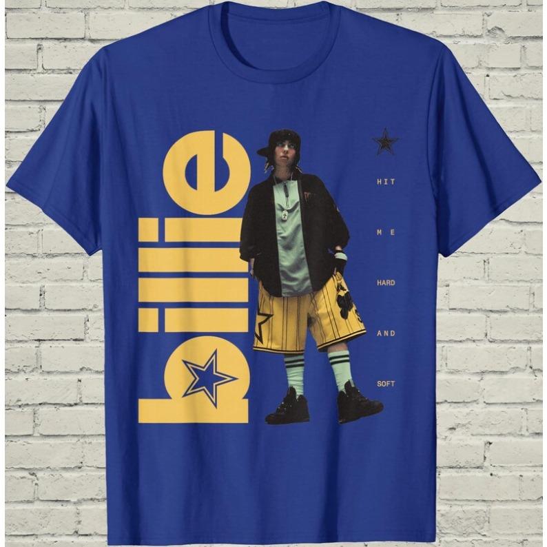 2026 Summer Tee Men Women Vintage Top Billie Eilish Tshirt Hit Me Hard Soft Tee Alt Pop Music Merch Standing Photo Top, Y2K Grunge Fan Apparel