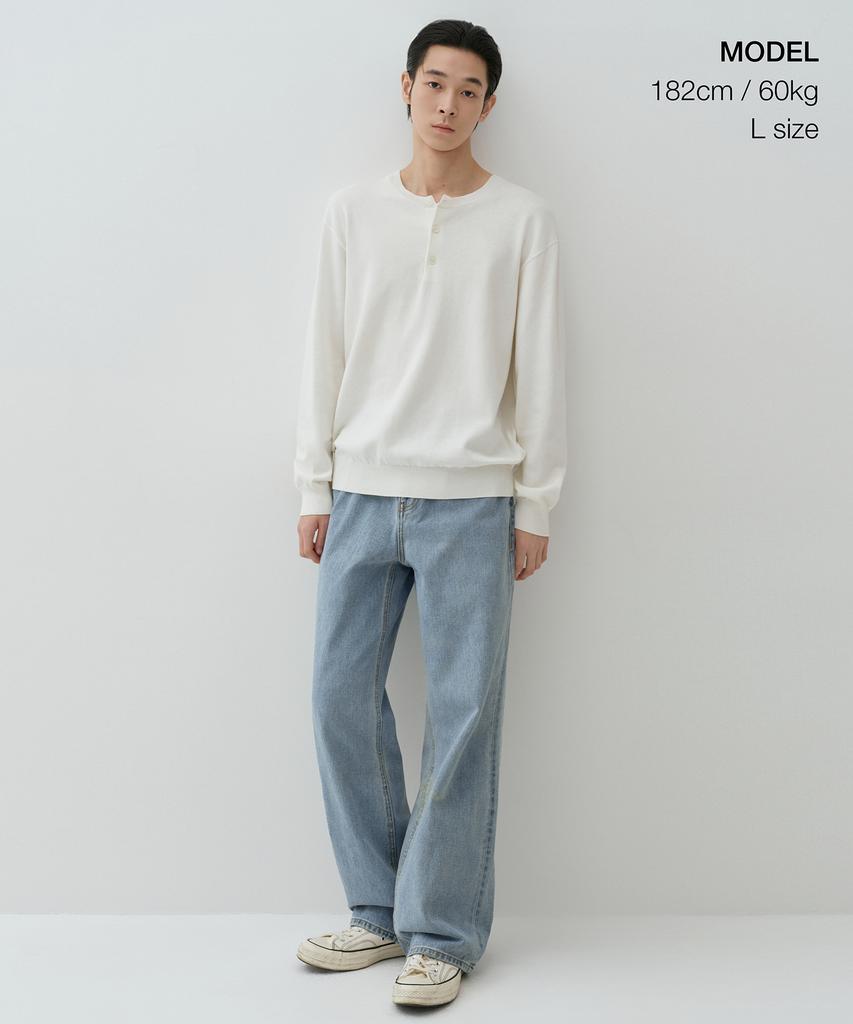 MUSINSA STANDARD Washable Supima Cotton Henley Neck Knit [Ivory]