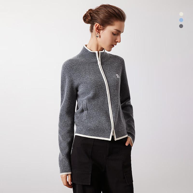 Navigare Women's Mock Neck Wool Knit Cardigan