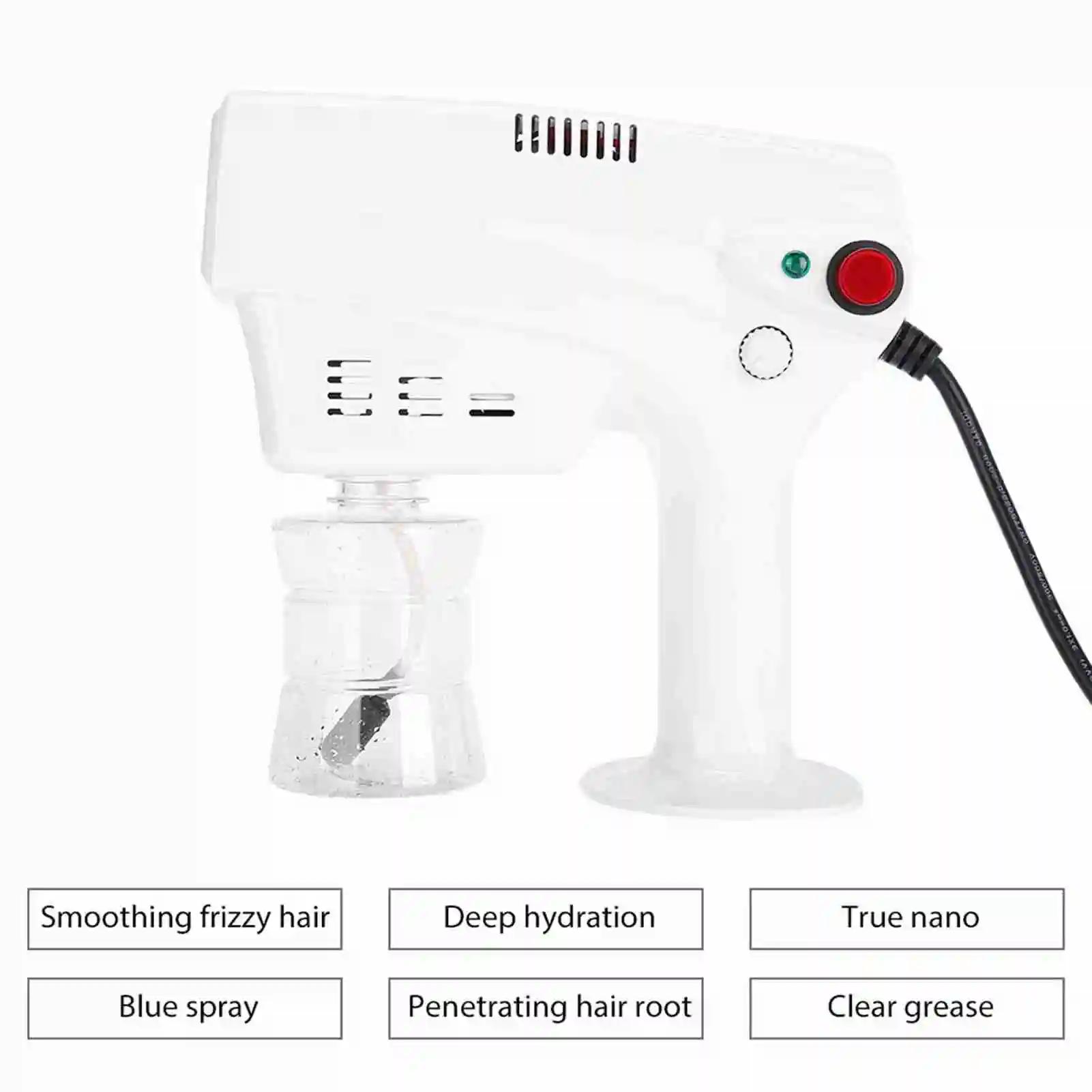 

1pcs Portable Nano Steam Gun Hair Care Hydration Sprayer Hot Dyeing Care Blue Micro Mist Machine Spray Gun Hair Steamer Trigger EU небо синє кольору