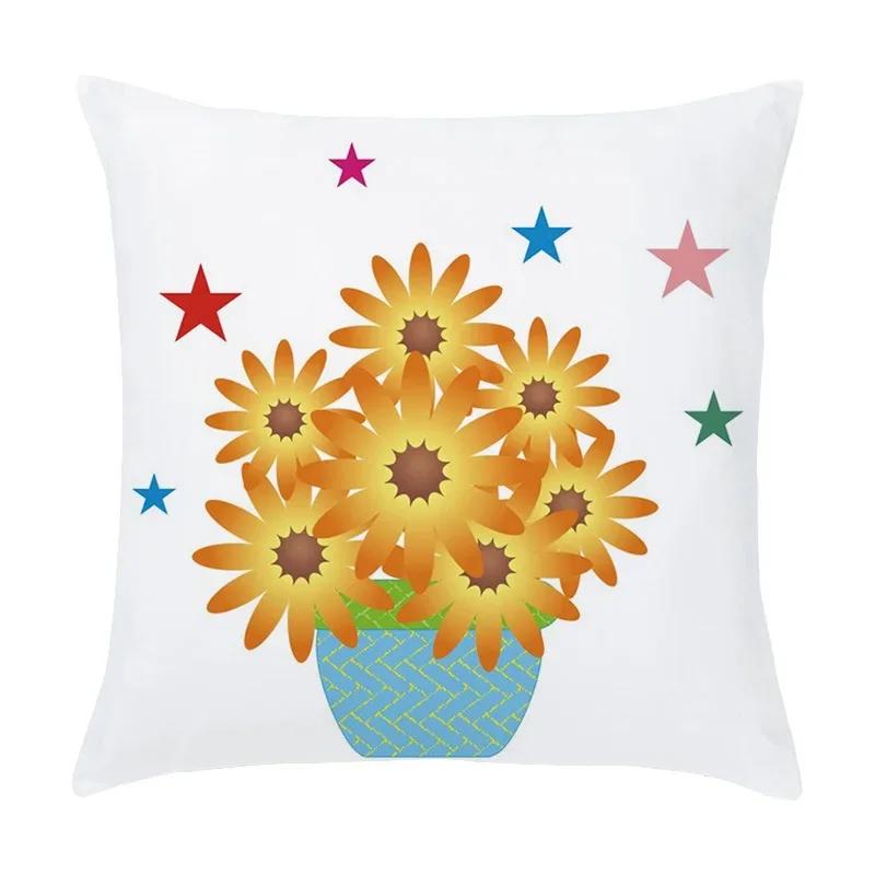 Sunflower Printed Cushion Cover Sofa Home Decor Pillowcase Splendid Floral Plant