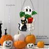 Yousheng Halloween Ghost Black Cat Suncatcher Hanging Decoration Indoor Outdoor Home Garden Wall Window Hanging Stained Glass Acrylic Ornament Pendant
