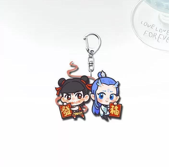 Nezha: Birth of the Demon Child Acrylic Keychain - Chinese Anime Motorcycle Accessories Cute KeyringCollectible Bag Charm