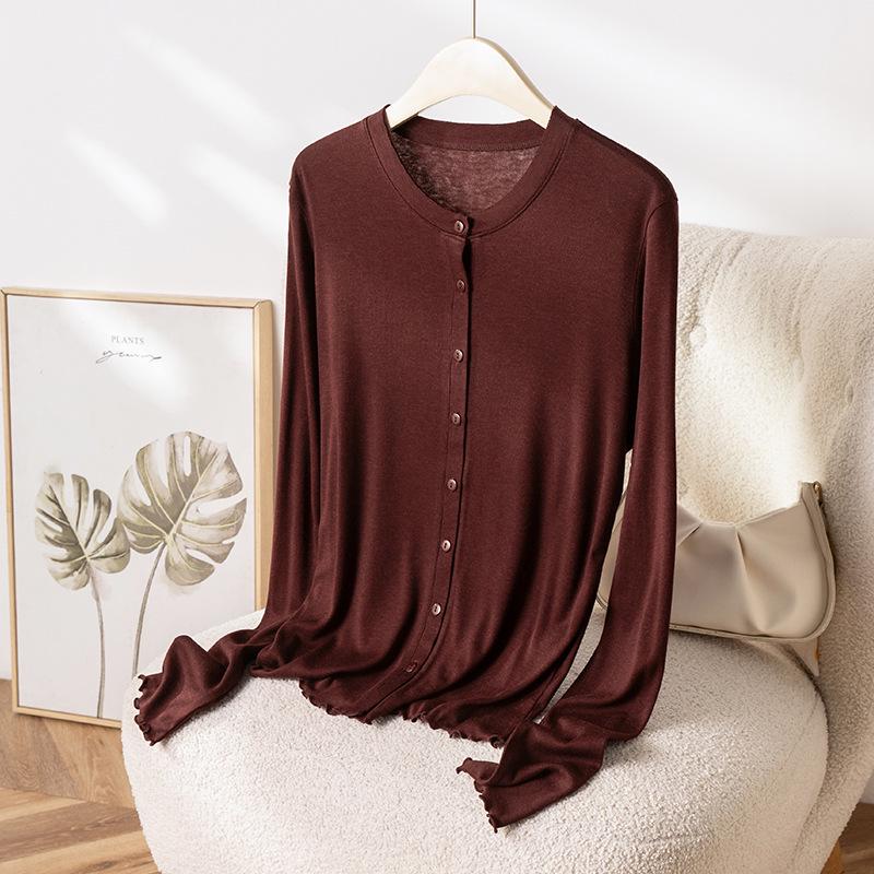 2026 Hangzhou Women's Summer Mulberry Silk Lyocell Cardigan T-shirt: Sun Protection & Body Concealment