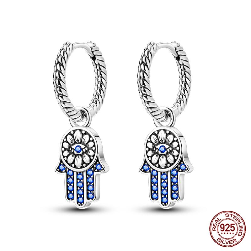 Boucles d'oreilles en argent sterling 925 pour femmes, pendentifs colorés en forme d'étoile, de papillon et d'œil du diable, bijoux de fête élégants