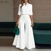 Women Long Sleeve Blouse and Wide Leg Pants Casual Two Piece Suit Sets