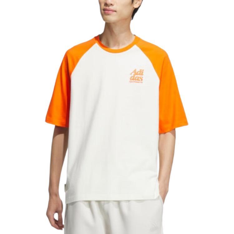 adidas T Shirts Men's Orange Crew Neck Moderate Straight Fit JI9820