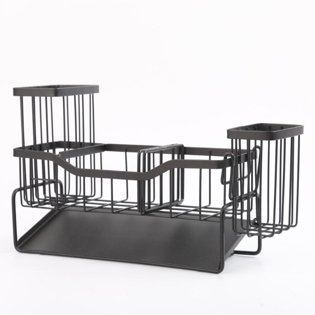 Stainless Steel Sponge & Rag Draining Rack: Multi-functional Kitchen Shelf чёрный
