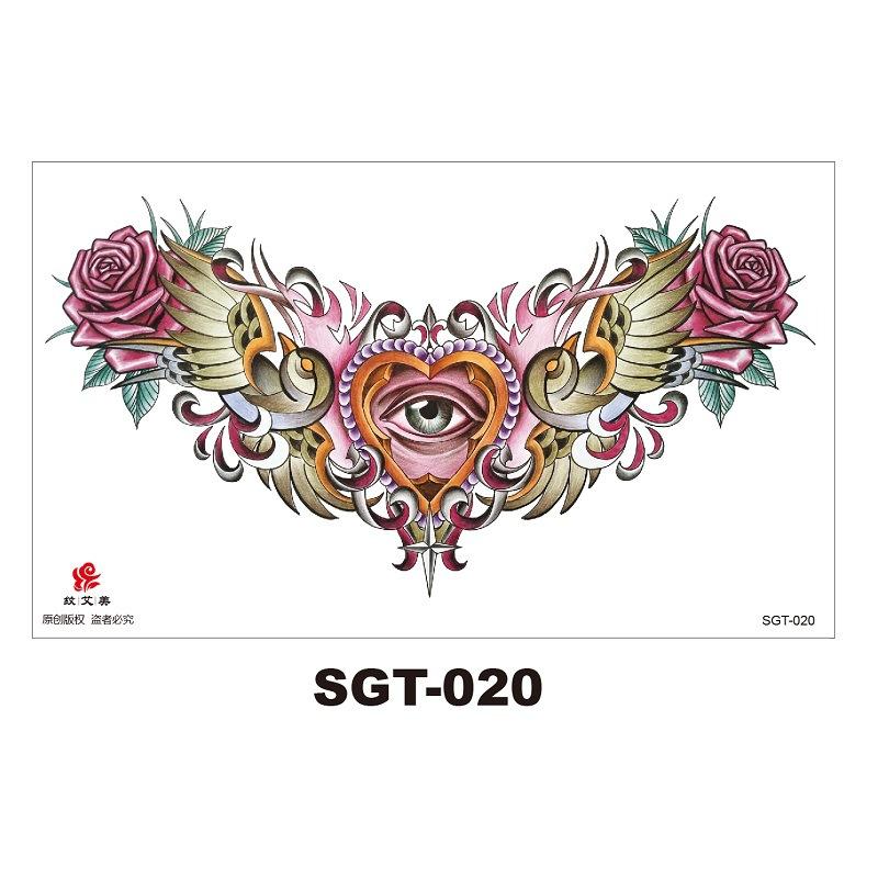 Chest Large Pattern Chest Sticker Male And Female Simulation Disposable Flower Body English Faucet Plain Flower Tattoo Sticker