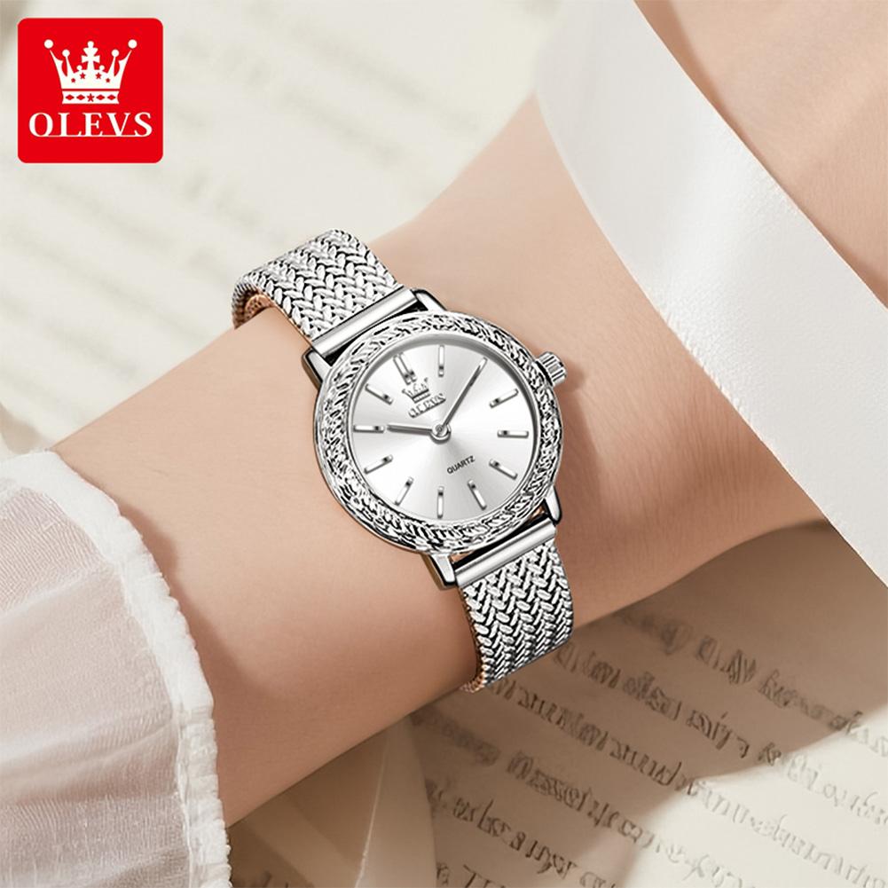 OLEVS Women's Watches Simple Fashion Original Watch Stainless Steel Mesh Strap Waterproof Luminous Watches For Women