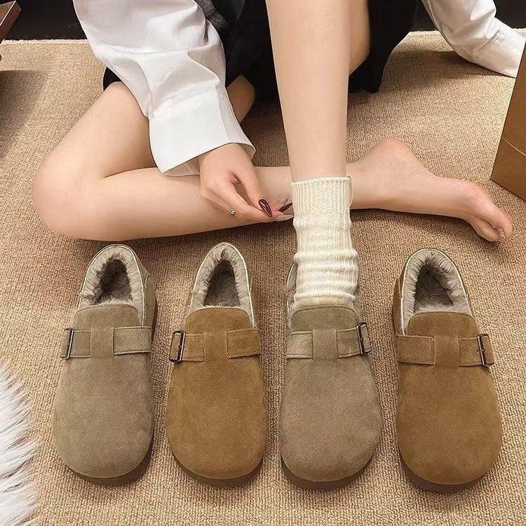 Retro thick-soled velvet Birkenstocks winter new fluffy cotton shoes thickened warm snow boots