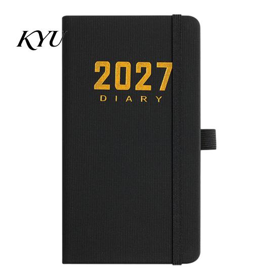Leather Bound Journal 2027 Daily Planner with PU Cover, A6 Pocket Size Weekly Planning Notepad Agenda, Portable Notebook Pen Holder for Efficient Time