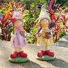 2pcs Cute Garden Couple Sculpture Resin Miniatures Figurine Boy and Girl Statue  Flowerpot