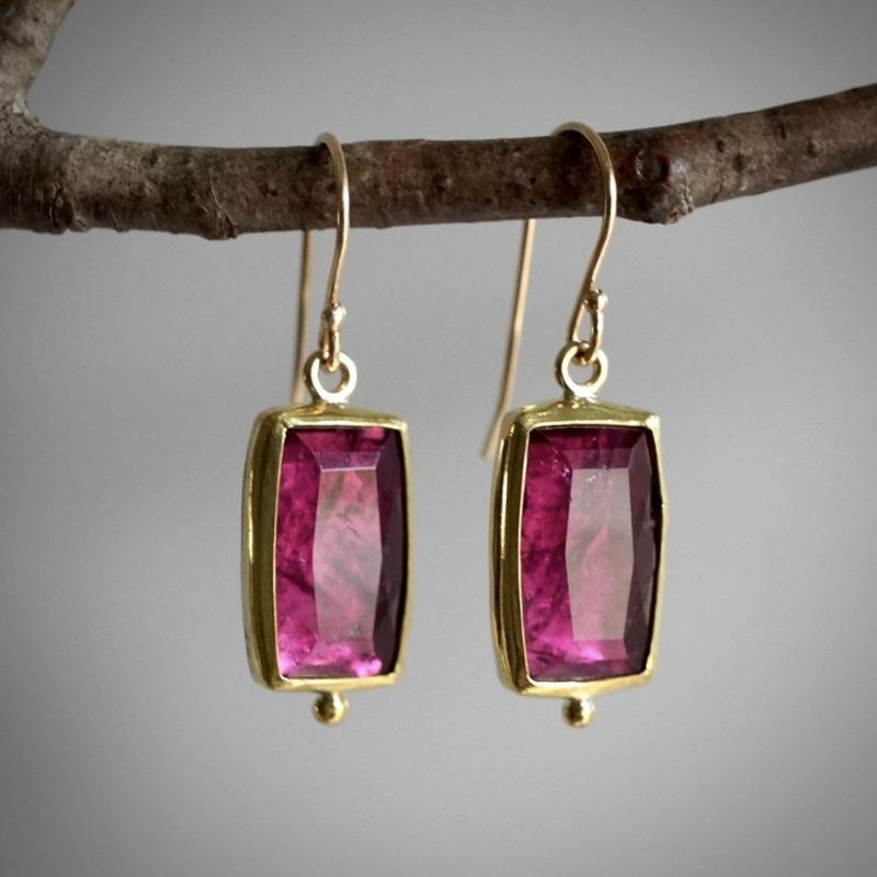 Jianjie Women's Charming Cut Rose Red Zirconia Inlay Pendant Earrings Elegant Banquet Dainty Ear Jewelry  Trend