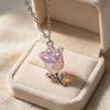 Pink Tulip Heart Necklace - Girly Clavicle Chain In Southeast Asian Style
