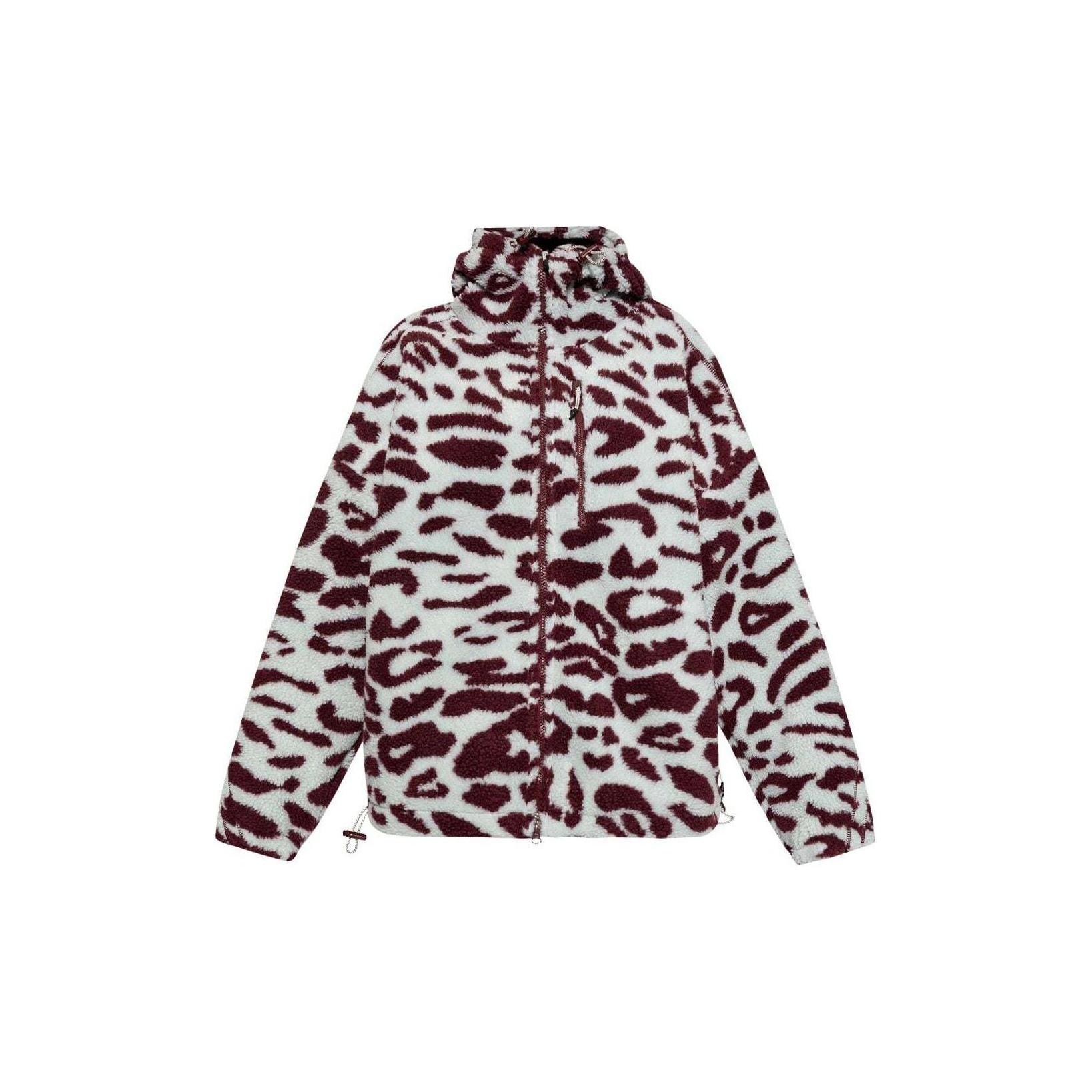 Adidas Originals Leopard Print Fleece Hooded Jacket Women Green IW3841 XS