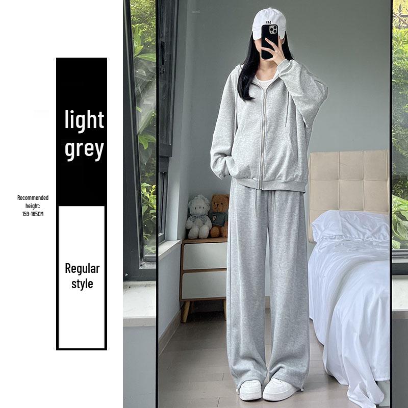 

2024 Женские бело-серые спортивные штаны с высокой посадкой, свободного кроя, повседневные, с прямыми штанинами S (75-90)