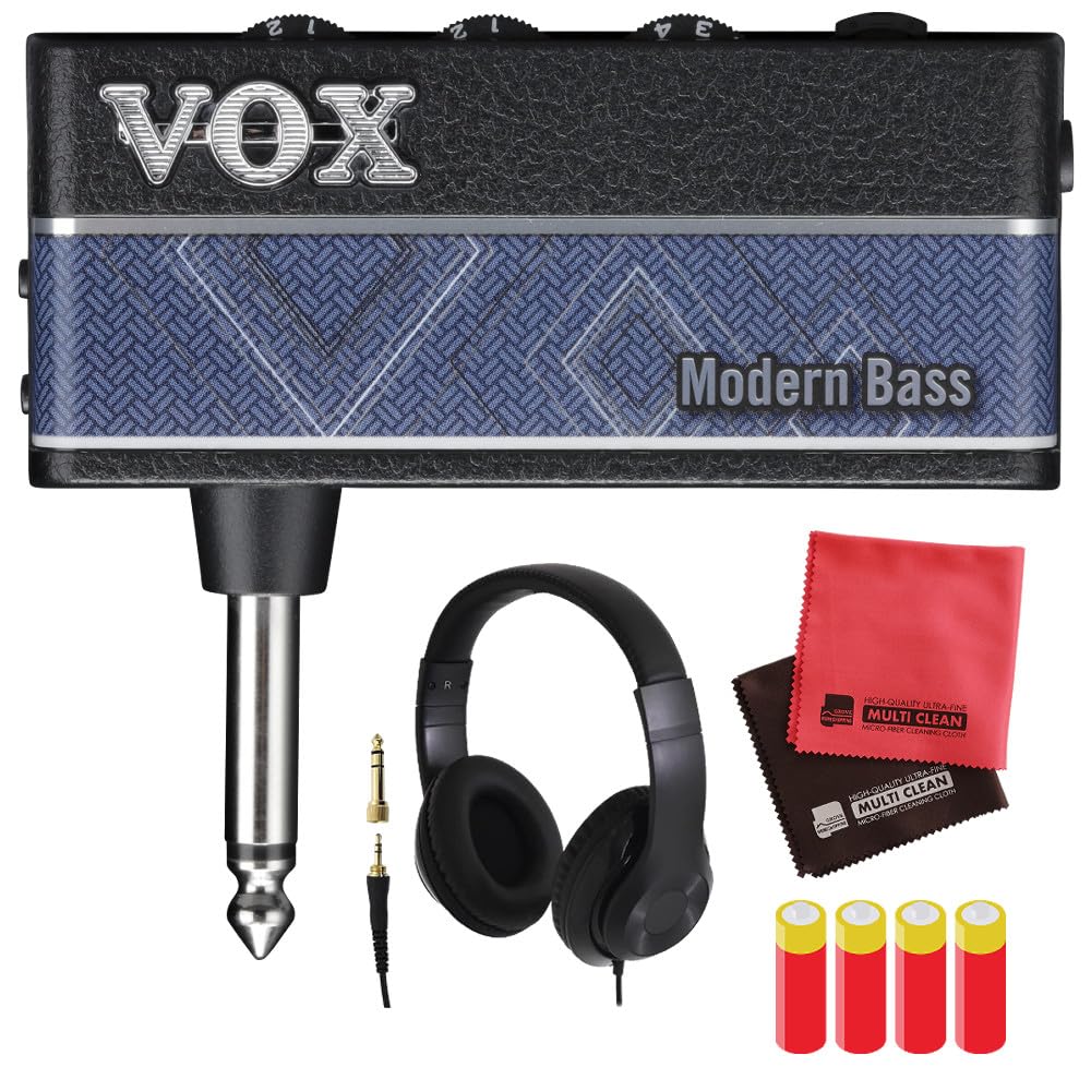 

VOX amPlug3 MODERN BASS Усилитель для наушников и батареек AAA, Наушники, Ткань, (Набор из 4 предметов)