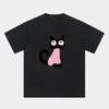 Zazomde Minimalist Cartoon Cat Art Print Tshirt Playful Design Oversized Cotton Tops Street Fashion Unisex Daily Wear Tees