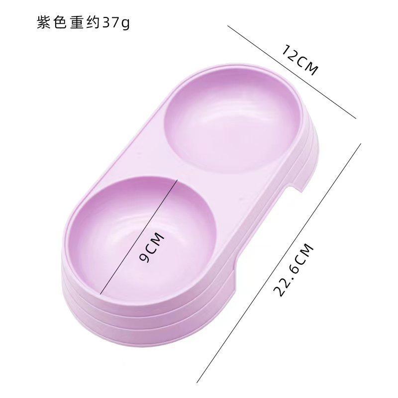 Pet Double Bowls Macaron Color Cat Dog Rice Bowl Food Basin Non-slip Thickened Household Drinking Water Two-in-one