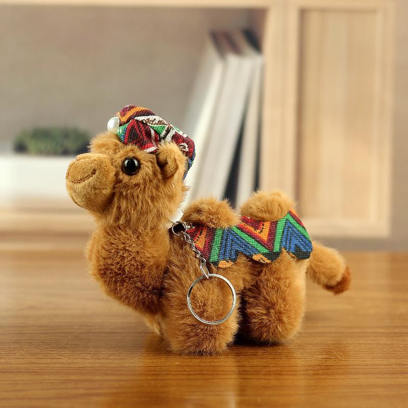 Kawaii Soft Stuffed Camel Keychain Cartoon Patterned Bag Charm Mini Backpack Decoration for Christmas Small Gifts
