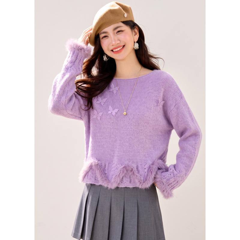 Chic 3D Butterfly Knit Sweater - New Exquisite Design, Loose Fit Long Sleeve