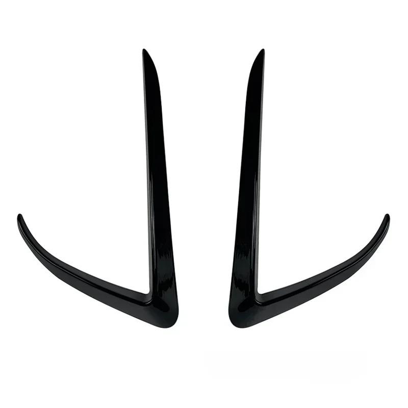 Front Bumper Cover Wind Knife for Tesla Model Y 2017-2024 ABS Glossy Black Fog Lamp Trim Carbon Look Blade Trim Light Eyebrow