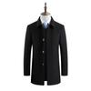 Men's Mid-Length Wool Lapel Winter Coat - Inner Lined, Middle-Aged Business Jacket 03