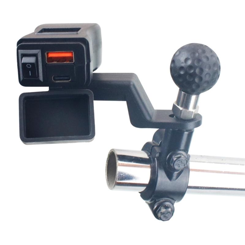 Double  USB Motorcycle Phone Charger 6.8A Fast Charging with Voltmeter Waterproof Motorcycle USB Charger Simple Installs