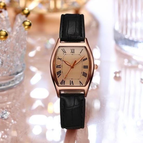 Ladies Watch with Soft Leather Strap Retro Barrel Shape Dial Watch Simple Elegant Vintage Style Watch for Women Daily Office Party Wear