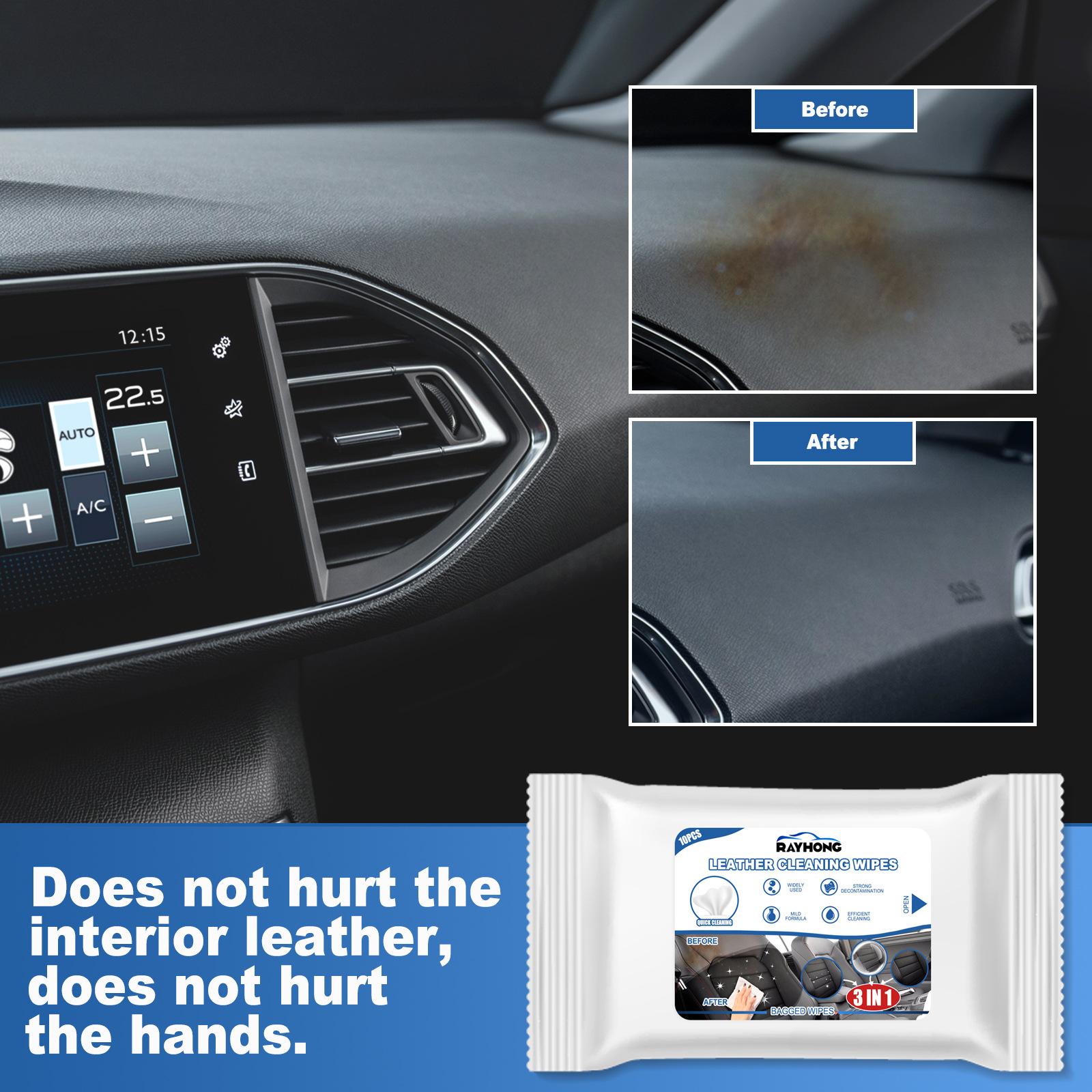 

Салфетки для чистки автомобильной кожи 3 в 1, салфетки для чистки салона сидений, очистка от грязи и без мытья водой 10pcs