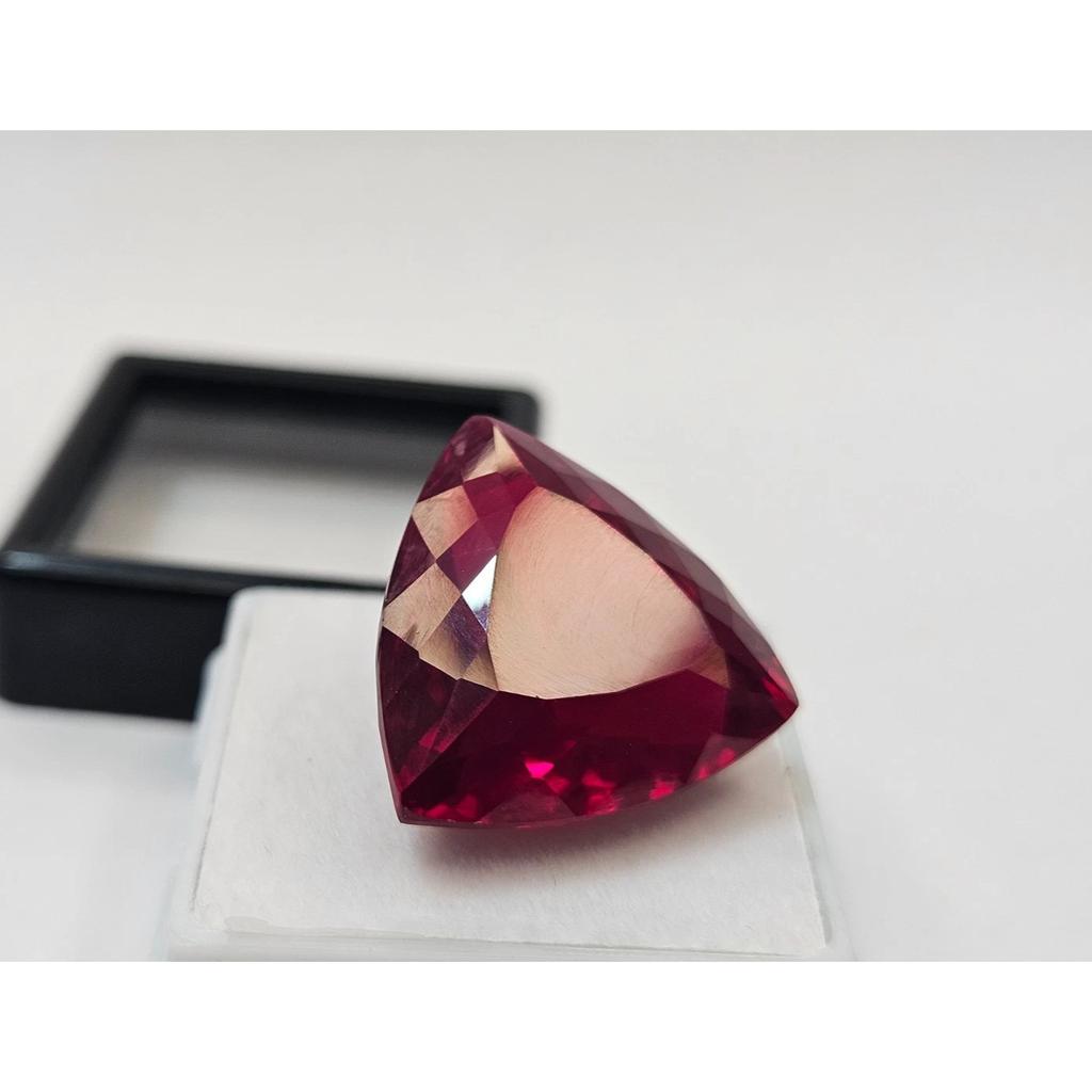 Stunning Red Color Ruby Mozambique Trillion Cut 32+ Ct Certified Loose Gemstone