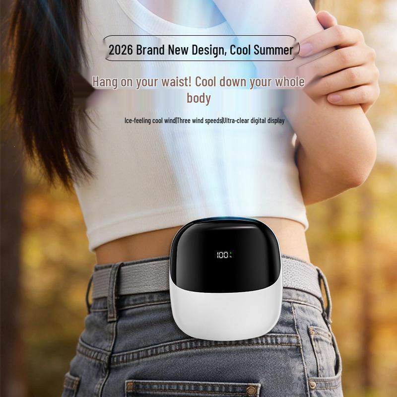 Neck and Waist-Hanging USB Mini Fan with Digital Display
