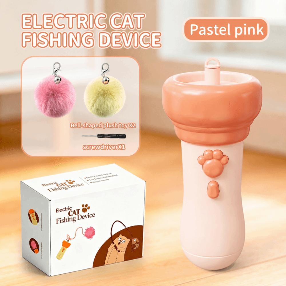 with Retractable Rope Electric Cat Teaser Wand Cat Teaser Launcher Toy  Indoor Outdoor Play