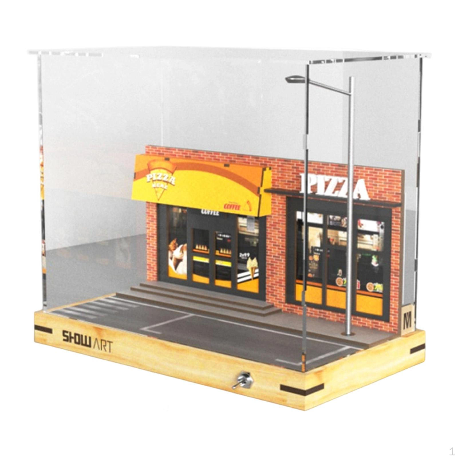 

1/32 Scale Pizza Shop Diorama Model Scene Parking Garage Showcase Organizer Collectible Gift