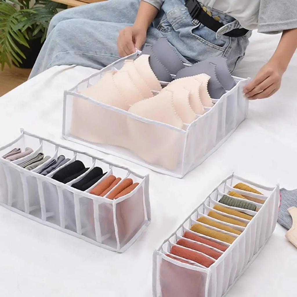 1pc Closet Organizer For  Bra Socks Home Separated Underwear Storage Box 6/7/11 Grids Jeans Organizer Foldable Drawer Organizer