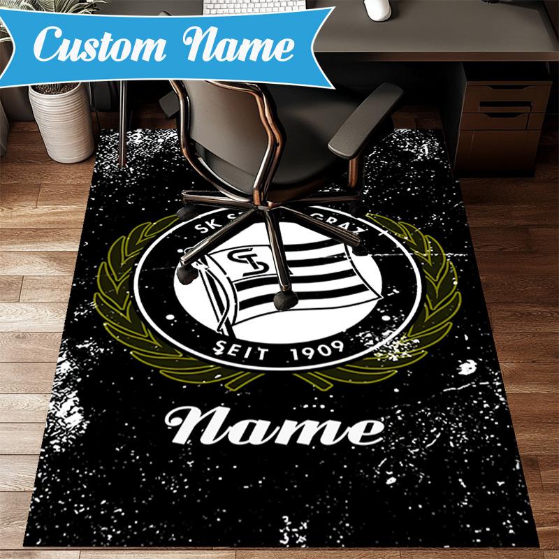 Tappeto Personalizzato con Nome e Stemma Sturm Graz, Tappeto da Gioco, Tappetino per Camera da Letto Soggiorno Ingresso, Idea Arredamento Casa Regalo per Natale Compleanno
