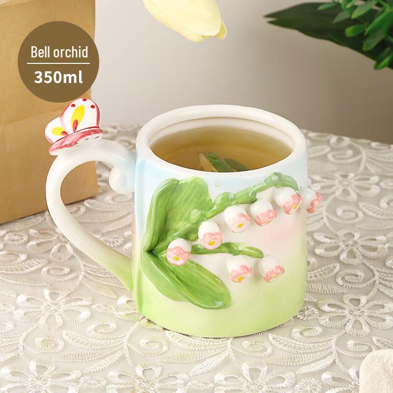 Hand-painted Lily of the Valley 3D Ceramic Mug