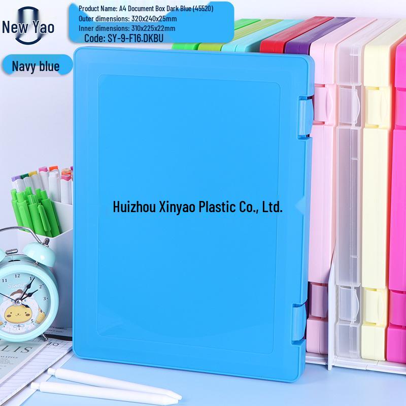 Large Capacity A4 File Box with Pen Slot & Clipboard for A5 Paper Storage
