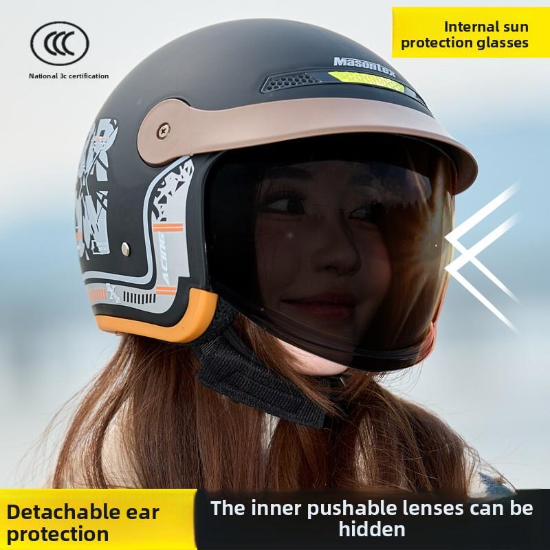 

Электрический мотоциклетный шлем с козырьком для мужчин и женщин, всесезонный, зимний, теплый и противотуманный шлем Adult