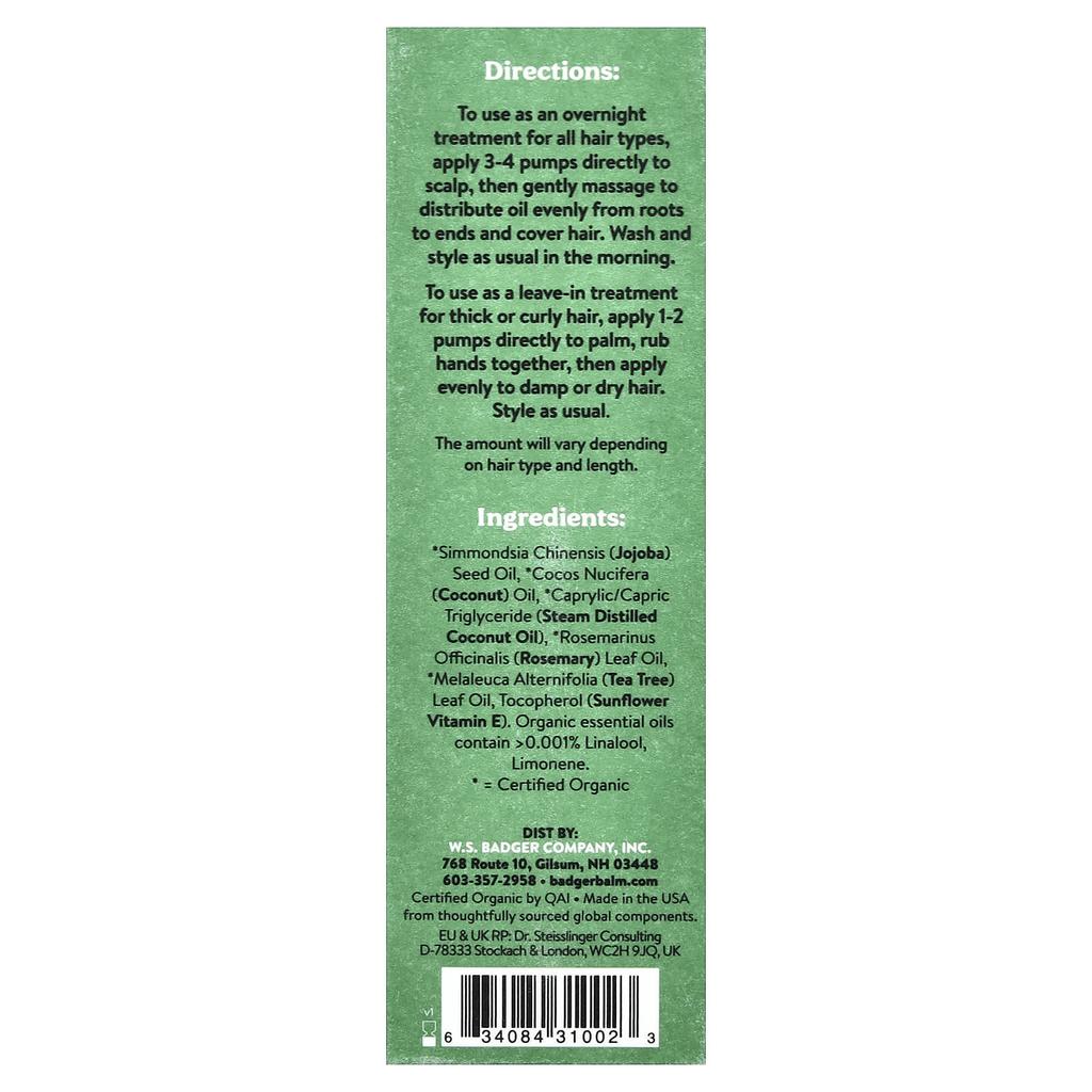 Jojoba Hair Oil, Rosemary & Tea Tree, 59.1 Ml (2 Fl Oz)