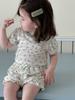 Adorable Summer Girls Two Piece Outfit Set Soft Breathable Cotton Pajama Shorts