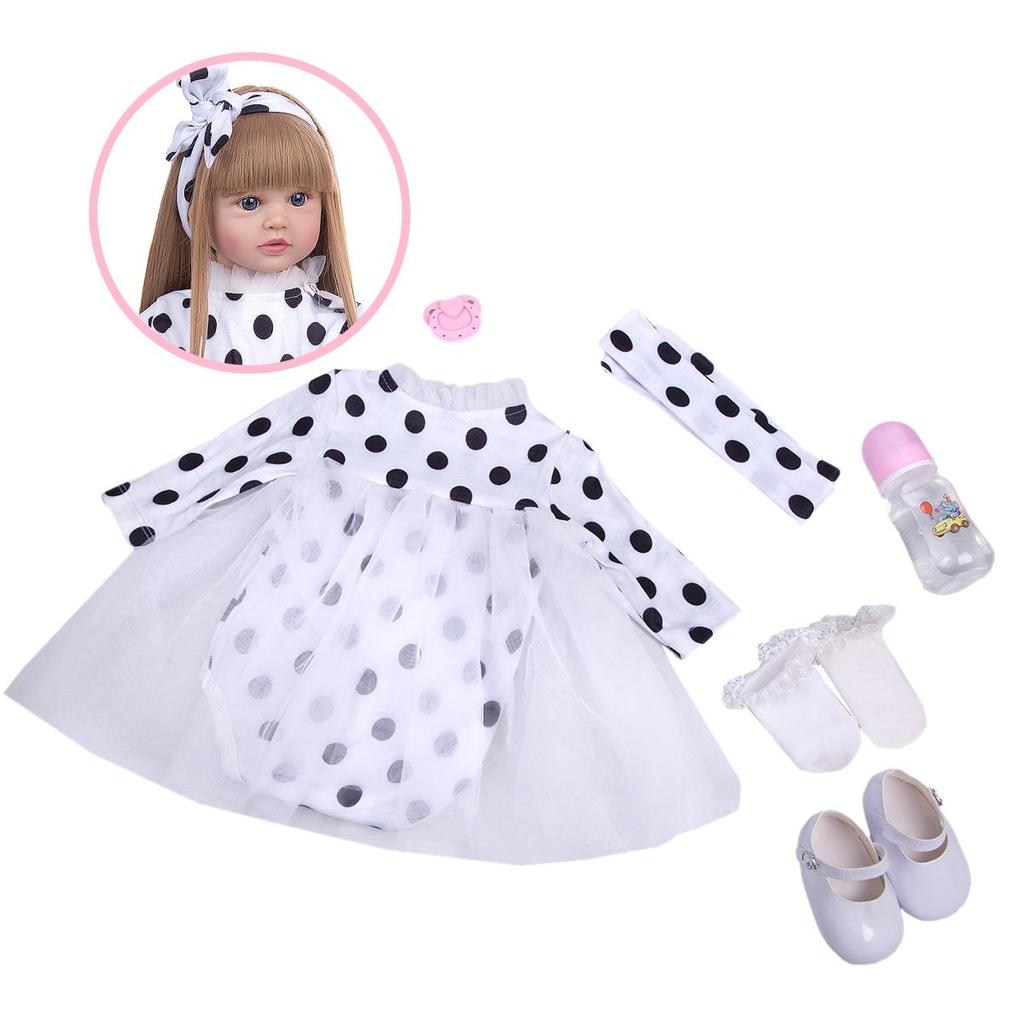 KEIUMI 24 İnç 60 cm Yeniden Doğmuş Bebek Bebekler Kız Kumaş Vücut Uzun Altın Saçlı Güzel Bebek Çocuk İçin Noel Hediyesi