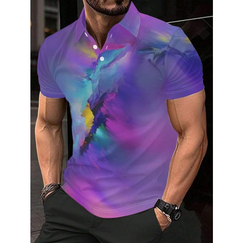 Men's Short-sleeved POLO Shirt - Abstract Art Printed Pattern, Fashionable and Simple Short-sleeved