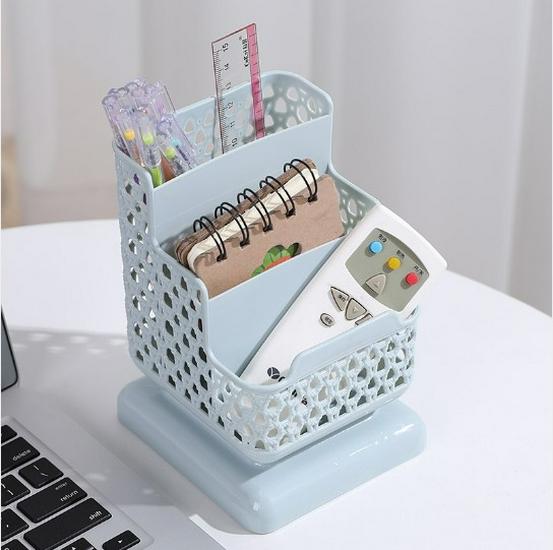 

Three-Layer Plastic Pen Holder for Office & Home Desk синий