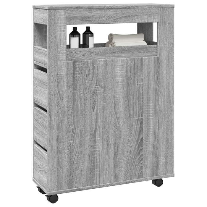 VidaXL Narrow Bathroom Cabinet On Wheels Sonoma Grey, Narrow Bathroom Storage, Narrow Storage for 855273