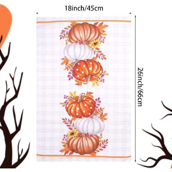 Fall Kitchen Towels for Fall Decor Orange Pumpkin Truck Maple Leaves Autumn Dish Towels Thanksgiving Farmhouse Rustic Home Kitchen Decor 16 x 24 Inch